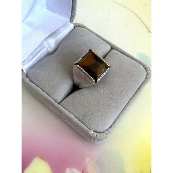 Vintage 60s Wallace Mfg Sterling Silver Ring Banded Picture Agate Size 6 - Picture 6 of 10